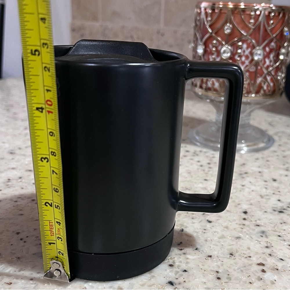 Starbucks Black Ceramic Desktop Mug Silicone Nonslip Bottom with Lid 14 Fl Oz - Picture 13 of 13